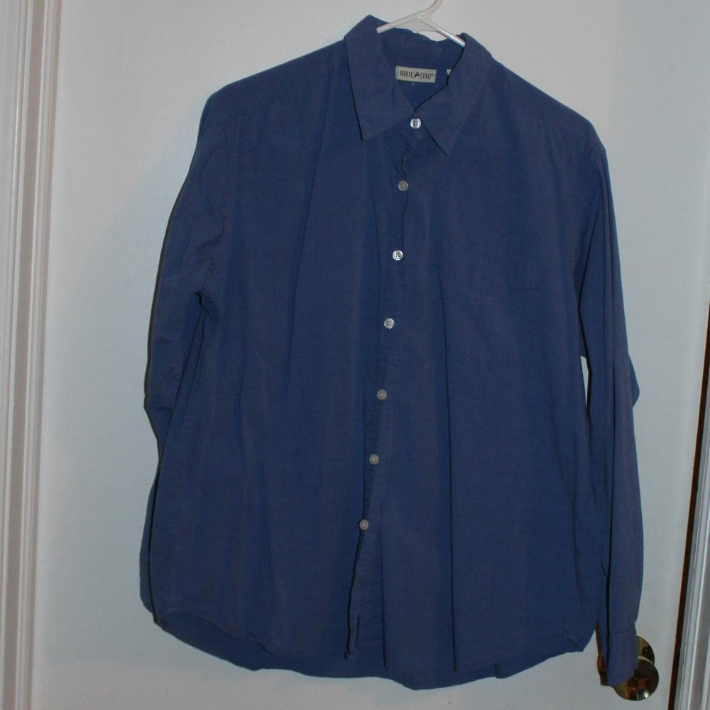 Blue White Stag Button Up Blouse